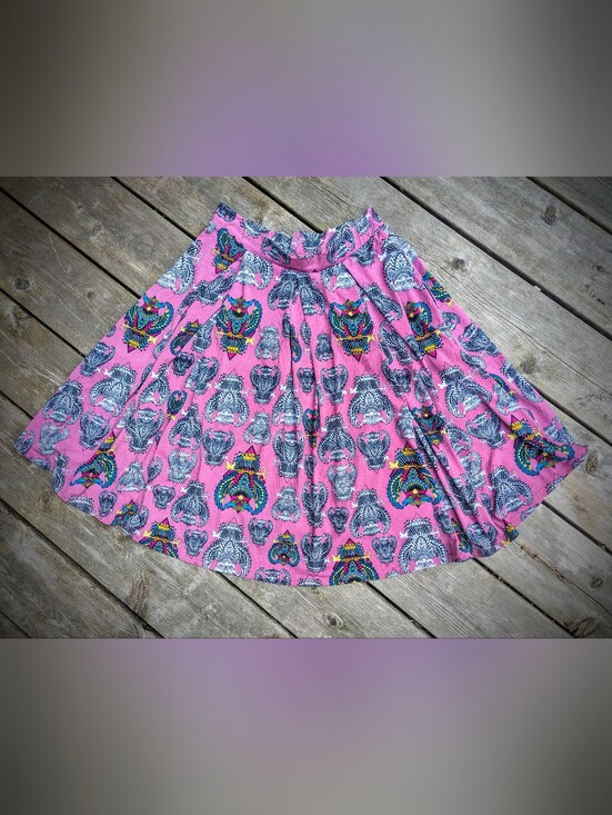 Dresses & Skirts - Pink Owl Printed OOAK Boutique A-Line Skirt Small